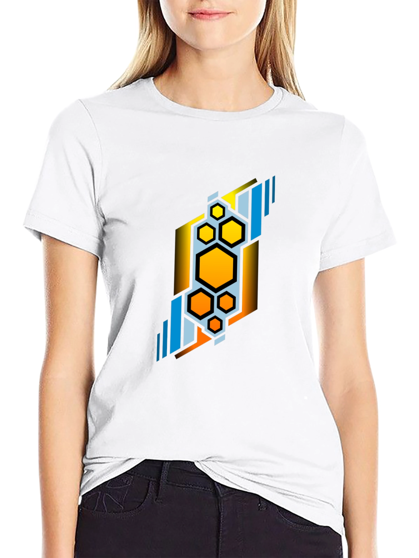 Abstract Hexagon Graphic Tee - Modern Design