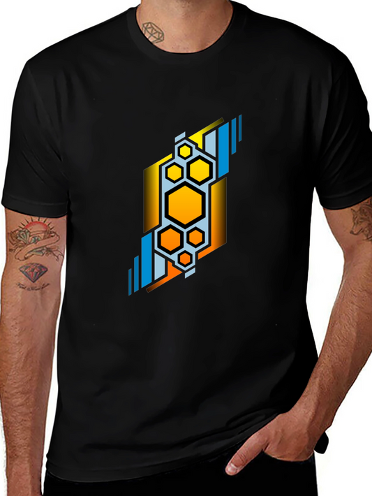 Abstract Hexagon Graphic Tee - Modern Design