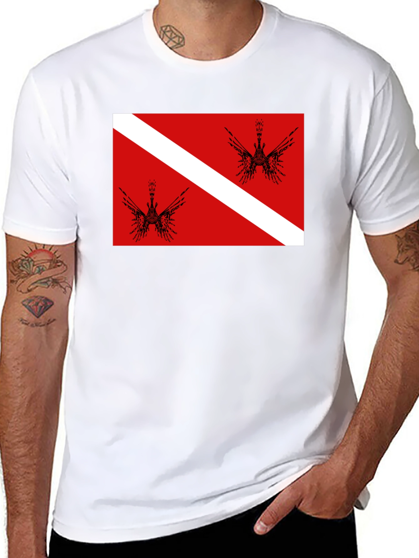 Diver Down Flag Graphic Tee - Black T-Shirt