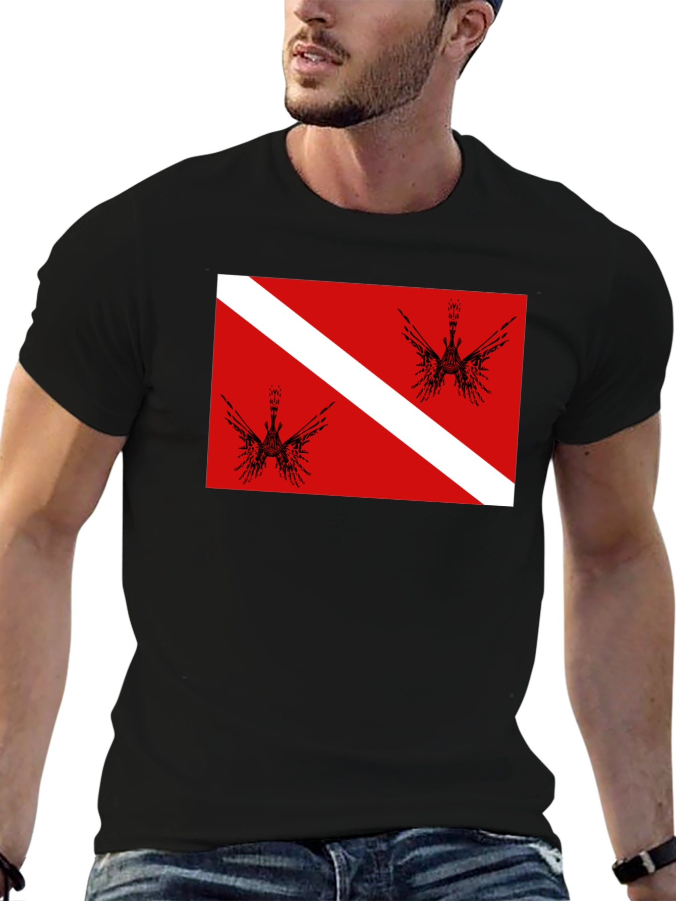 Diver Down Flag Graphic Tee - Black T-Shirt