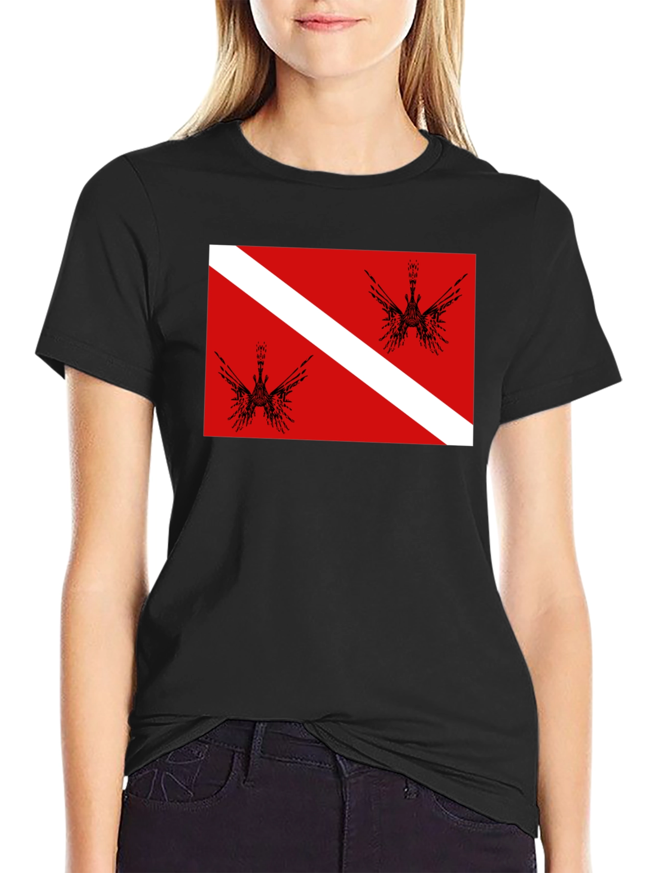 Diver Down Flag Graphic Tee - Black T-Shirt