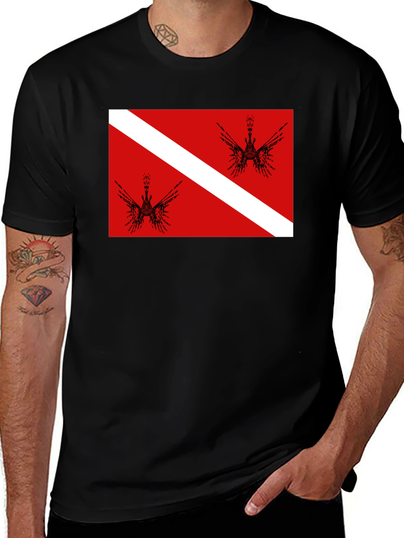 Diver Down Flag Graphic Tee - Black T-Shirt