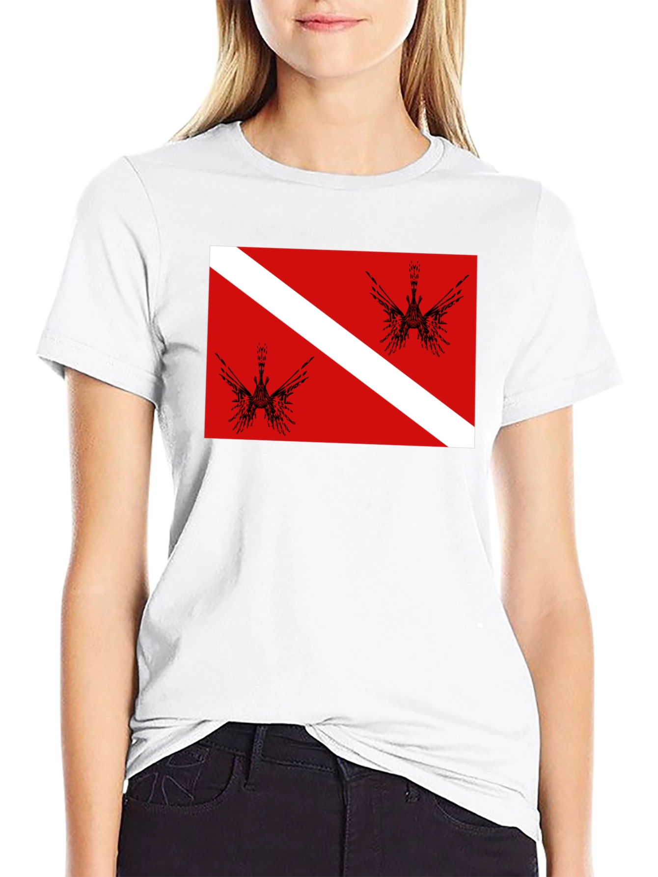 Diver Down Flag Graphic Tee - Black T-Shirt