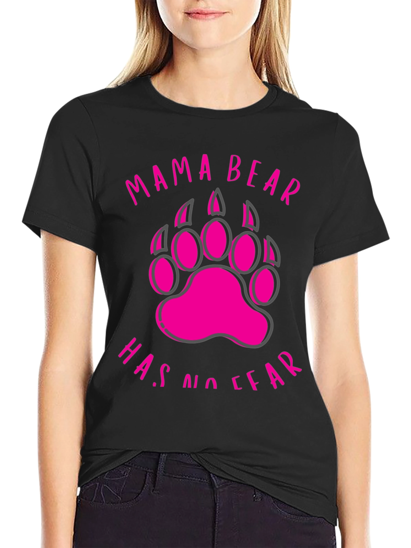Mama Bear T-Shirt - No Fear Bear Paw Design