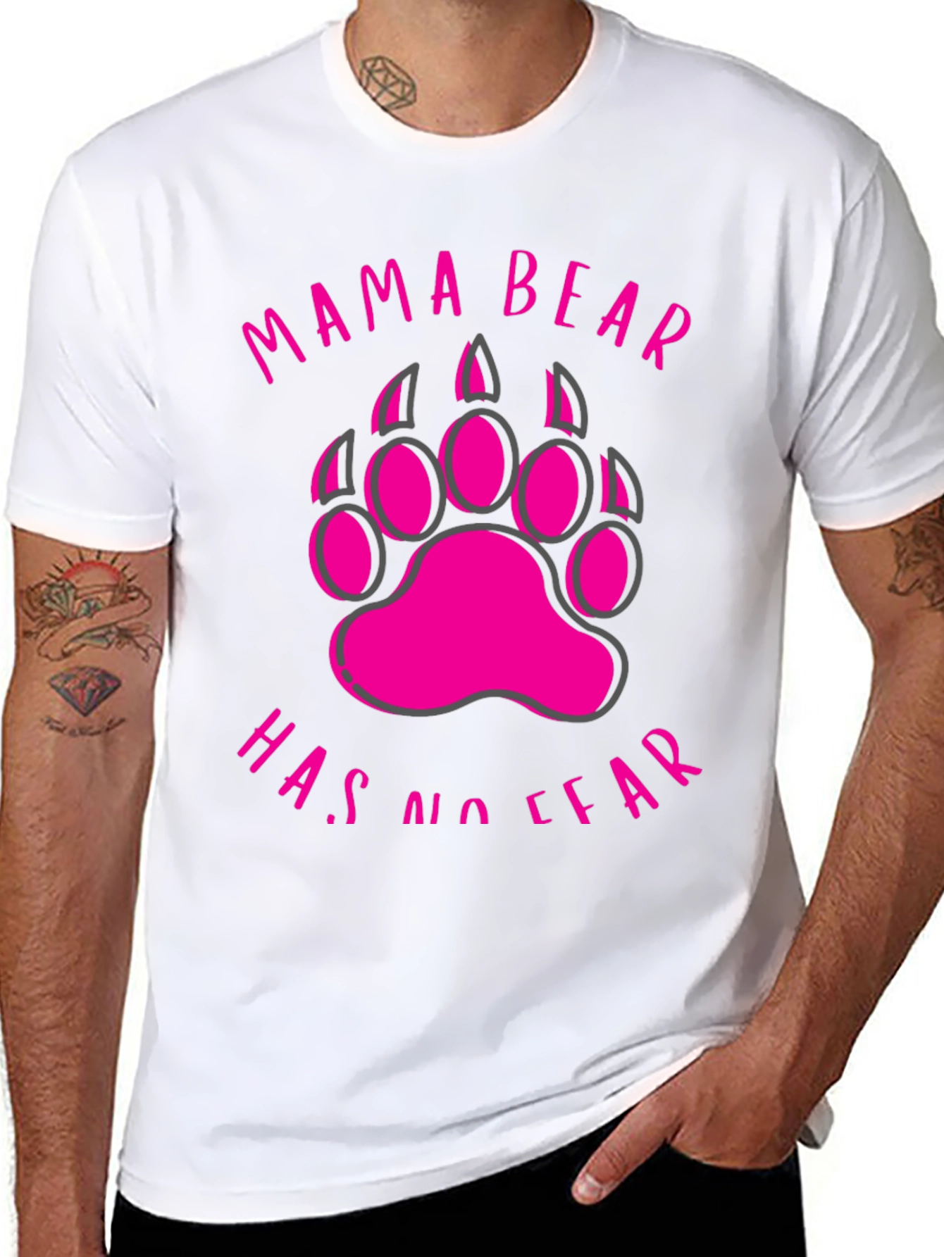 Mama Bear T-Shirt - No Fear Bear Paw Design