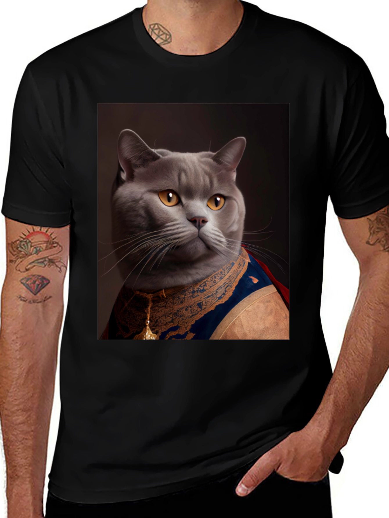 Cat King Portrait T-Shirt