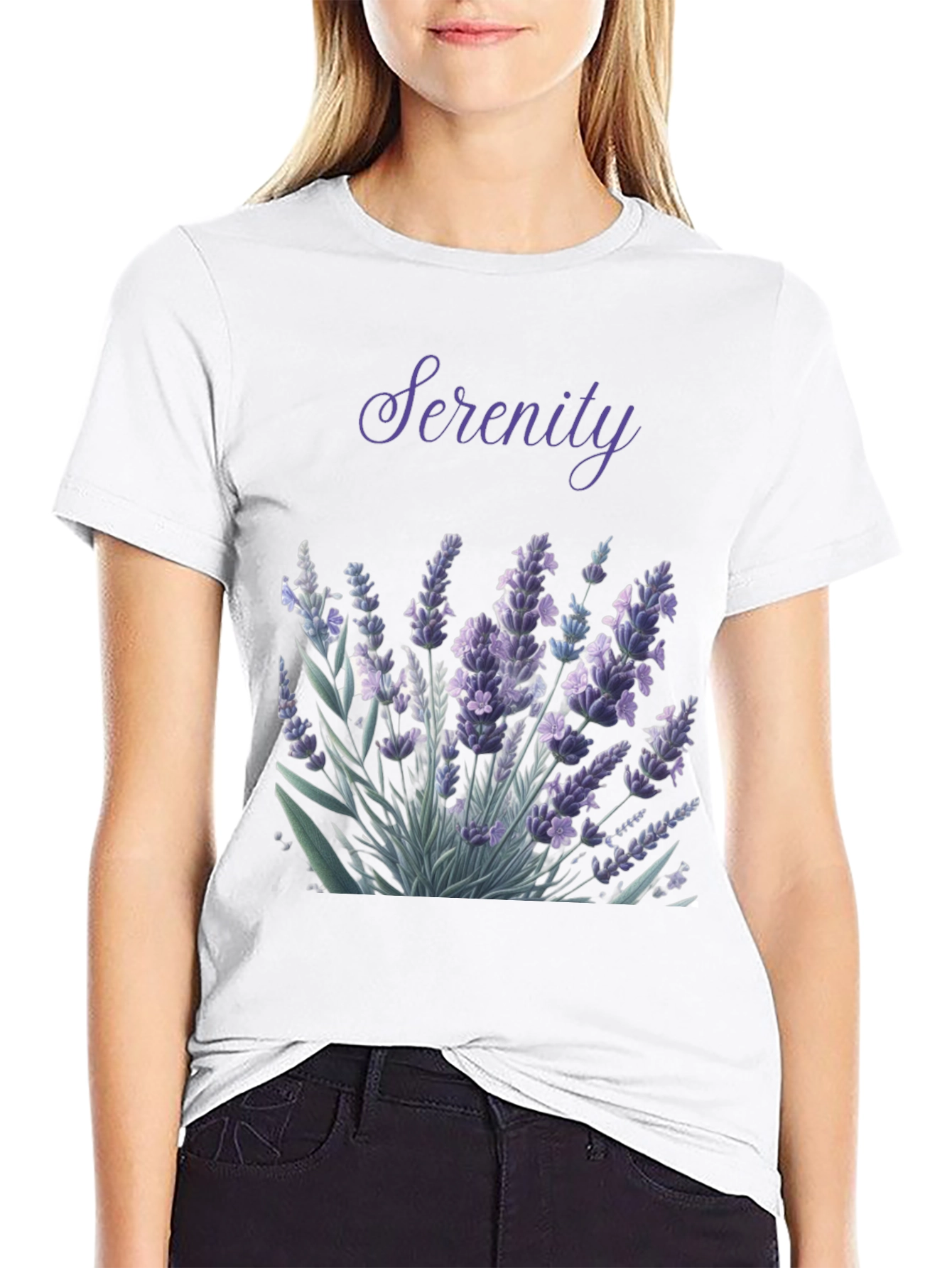 Serenity Lavender Graphic Tee - Black
