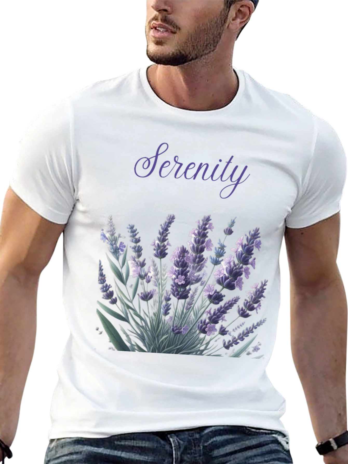 Serenity Lavender Graphic Tee - Black