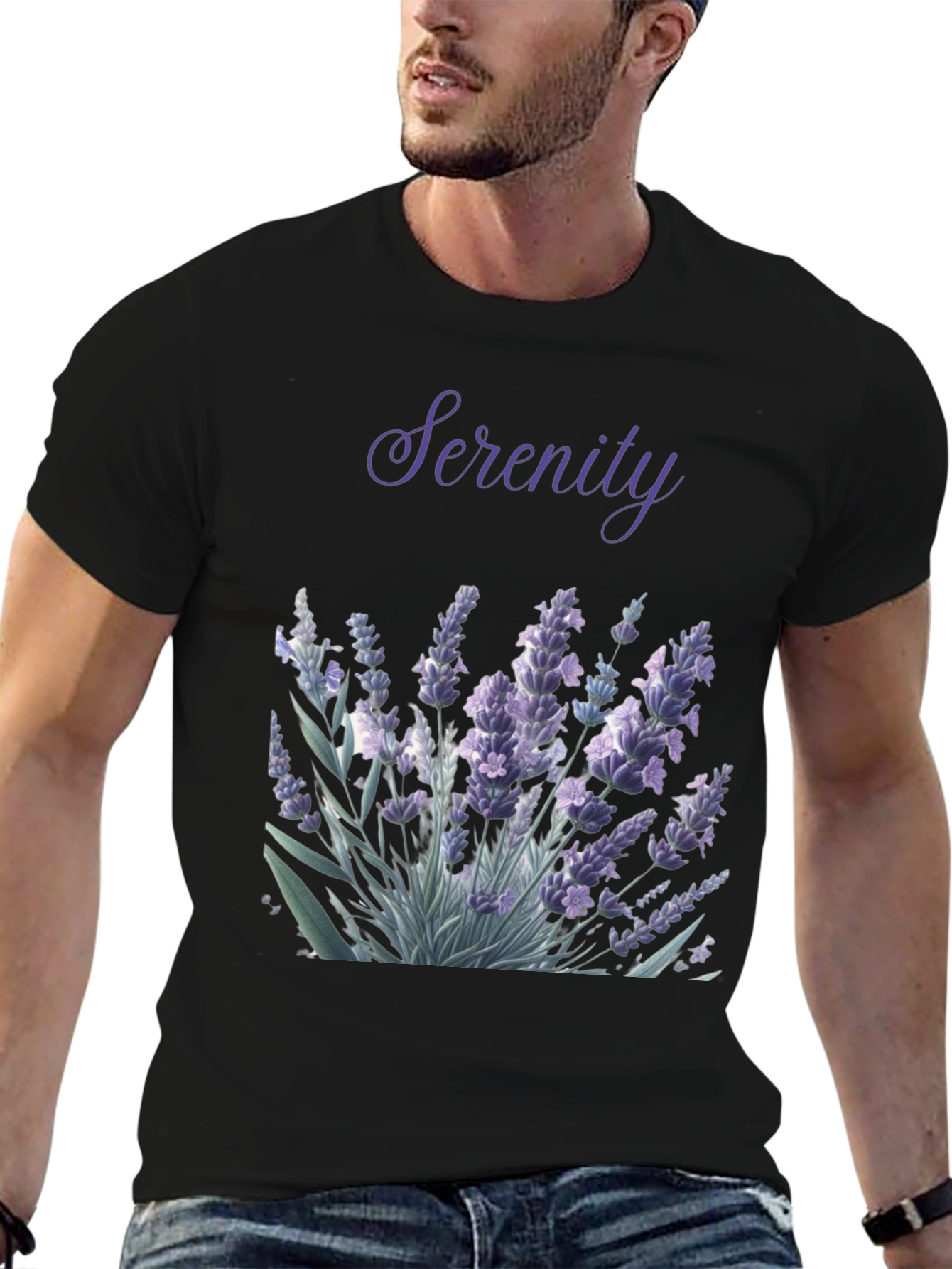Serenity Lavender Graphic Tee - Black