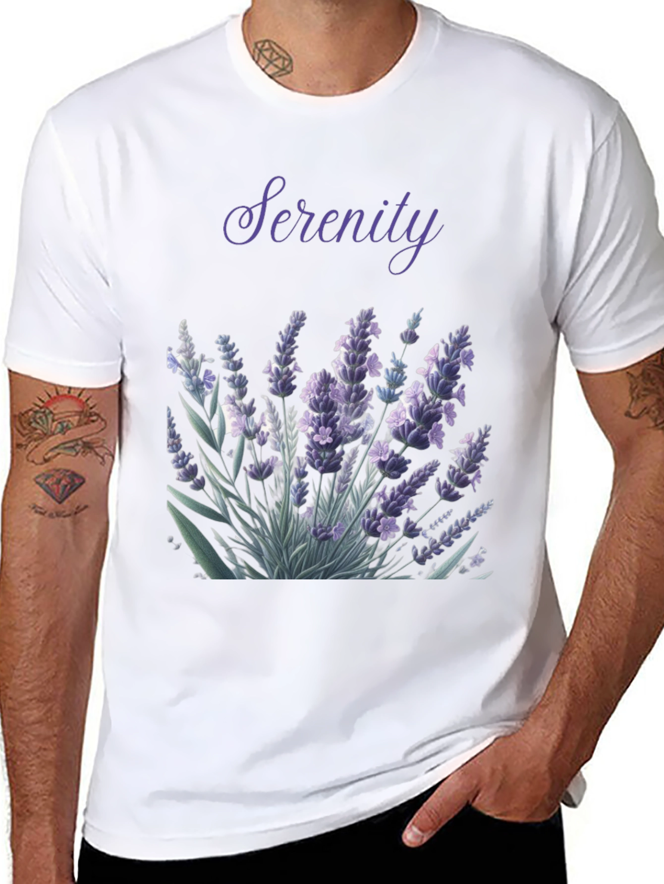 Serenity Lavender Graphic Tee - Black