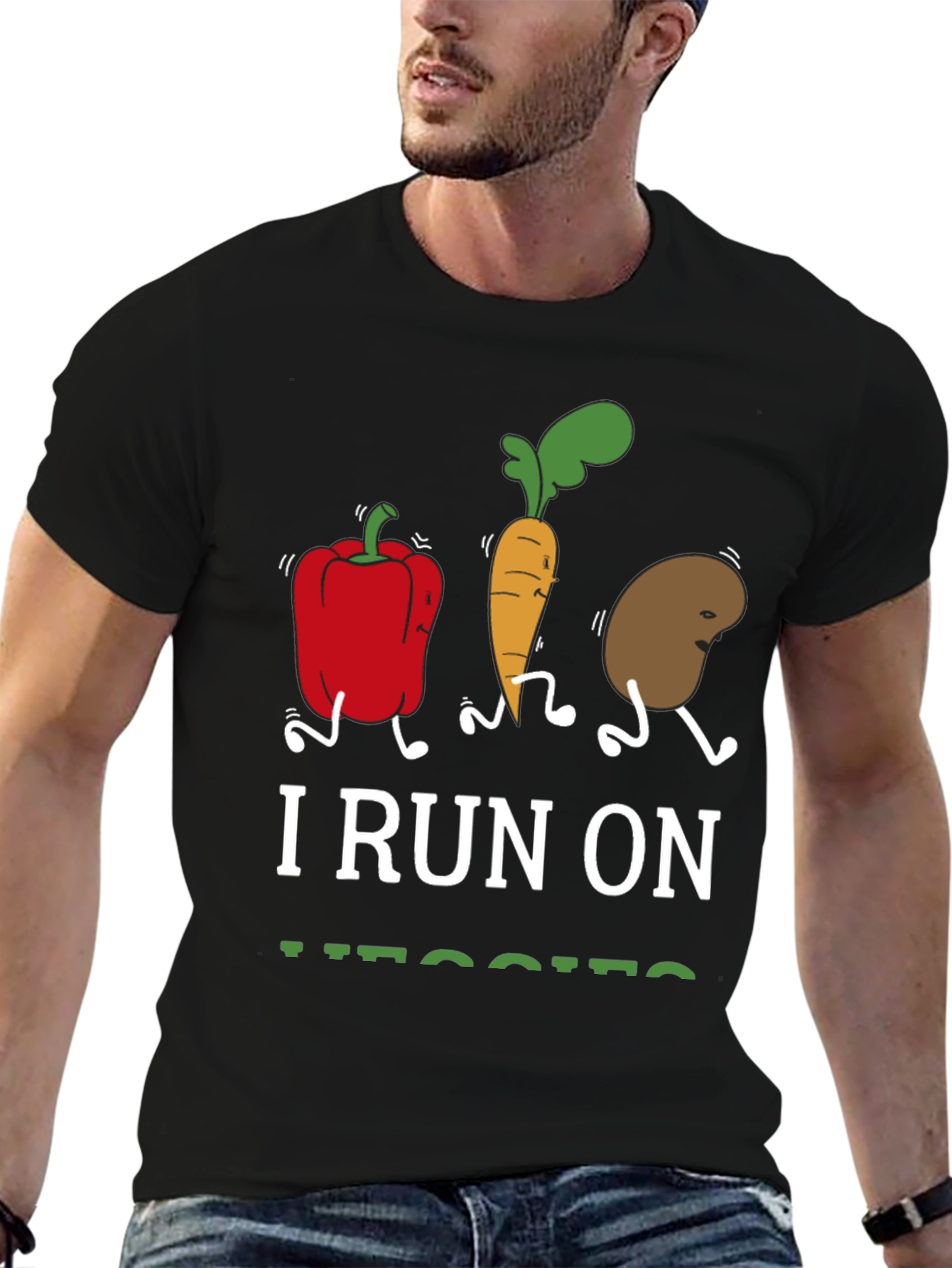 I Run On Veggies T-Shirt Vegan Foodie Tee