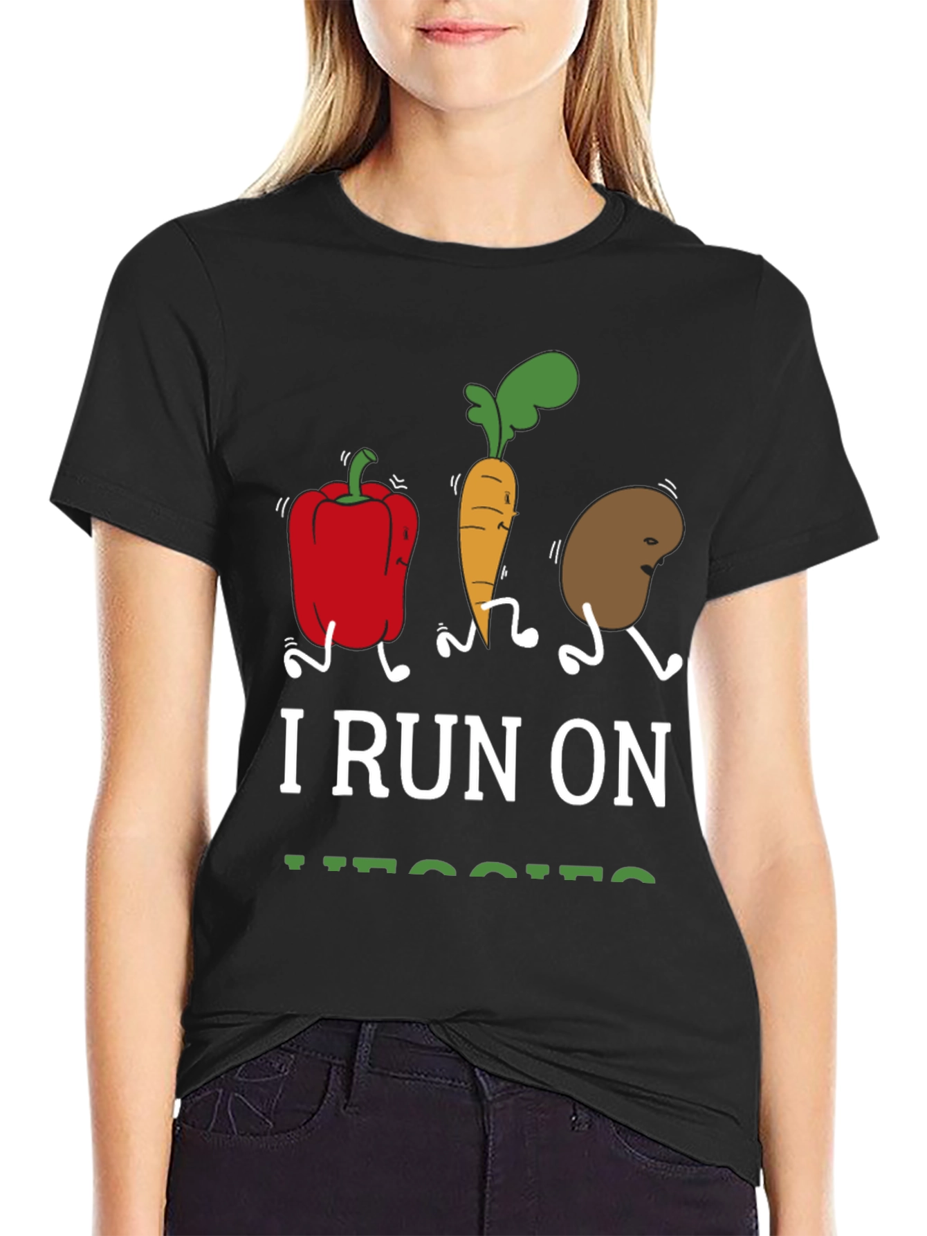 I Run On Veggies T-Shirt Vegan Foodie Tee