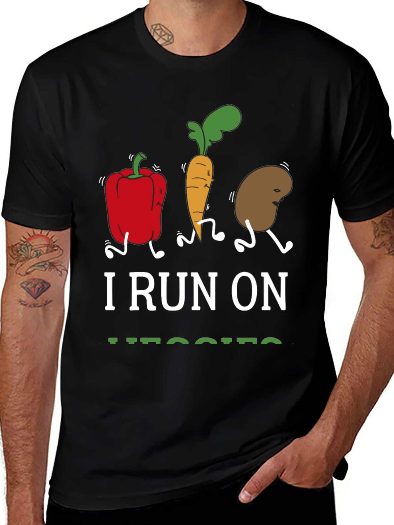 I Run On Veggies T-Shirt Vegan Foodie Tee
