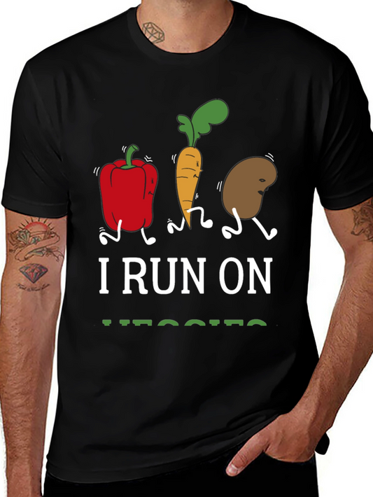 I Run On Veggies T-Shirt Vegan Foodie Tee