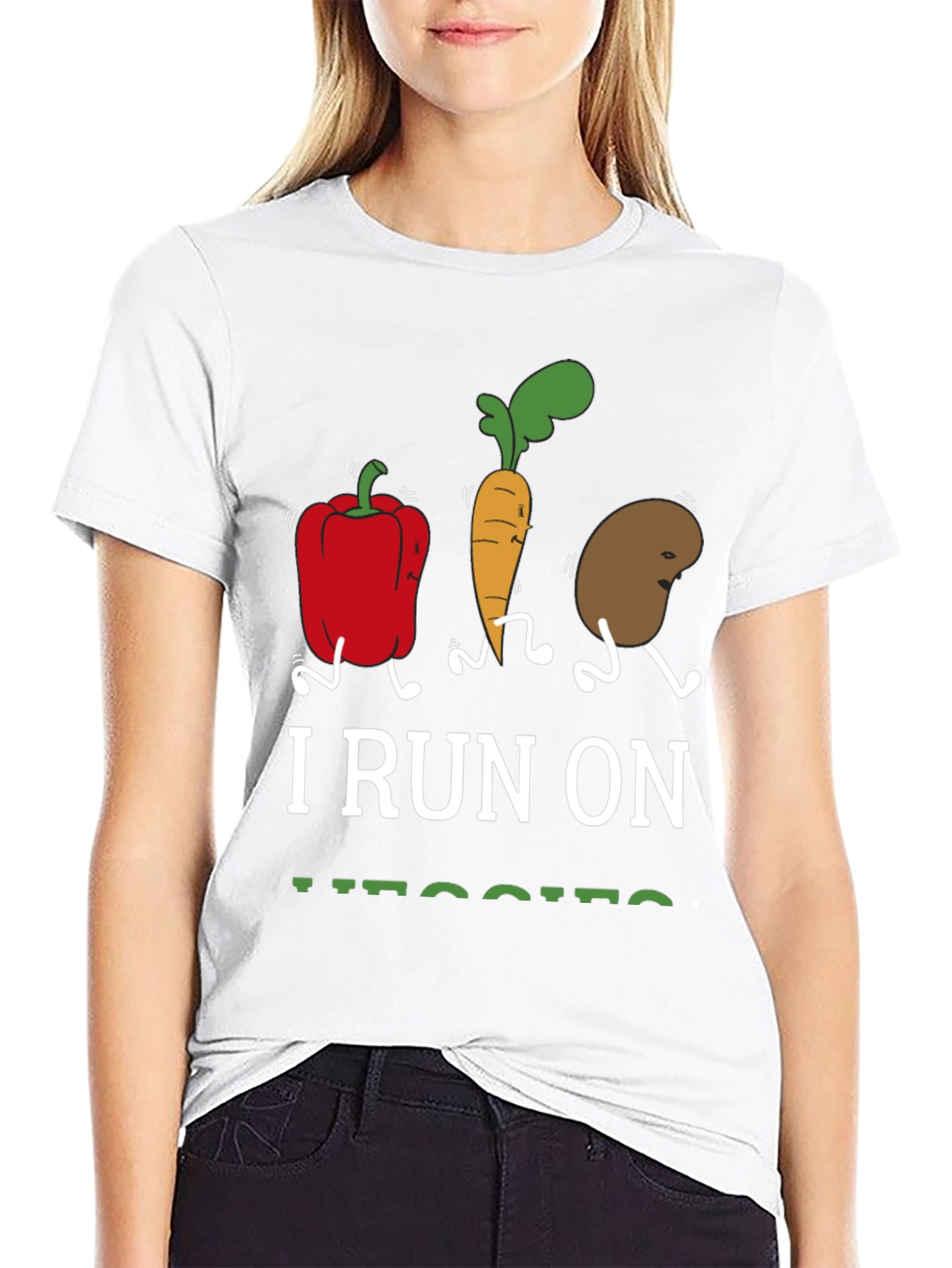 I Run On Veggies T-Shirt Vegan Foodie Tee
