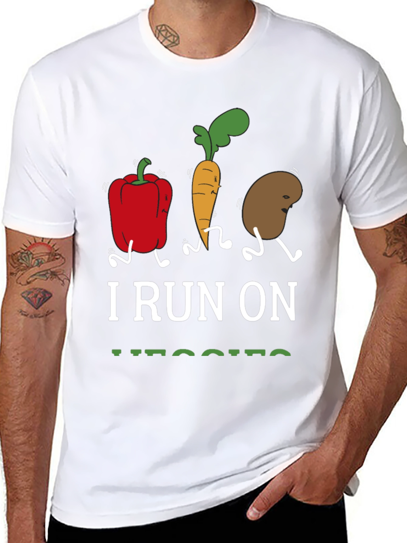 I Run On Veggies T-Shirt Vegan Foodie Tee