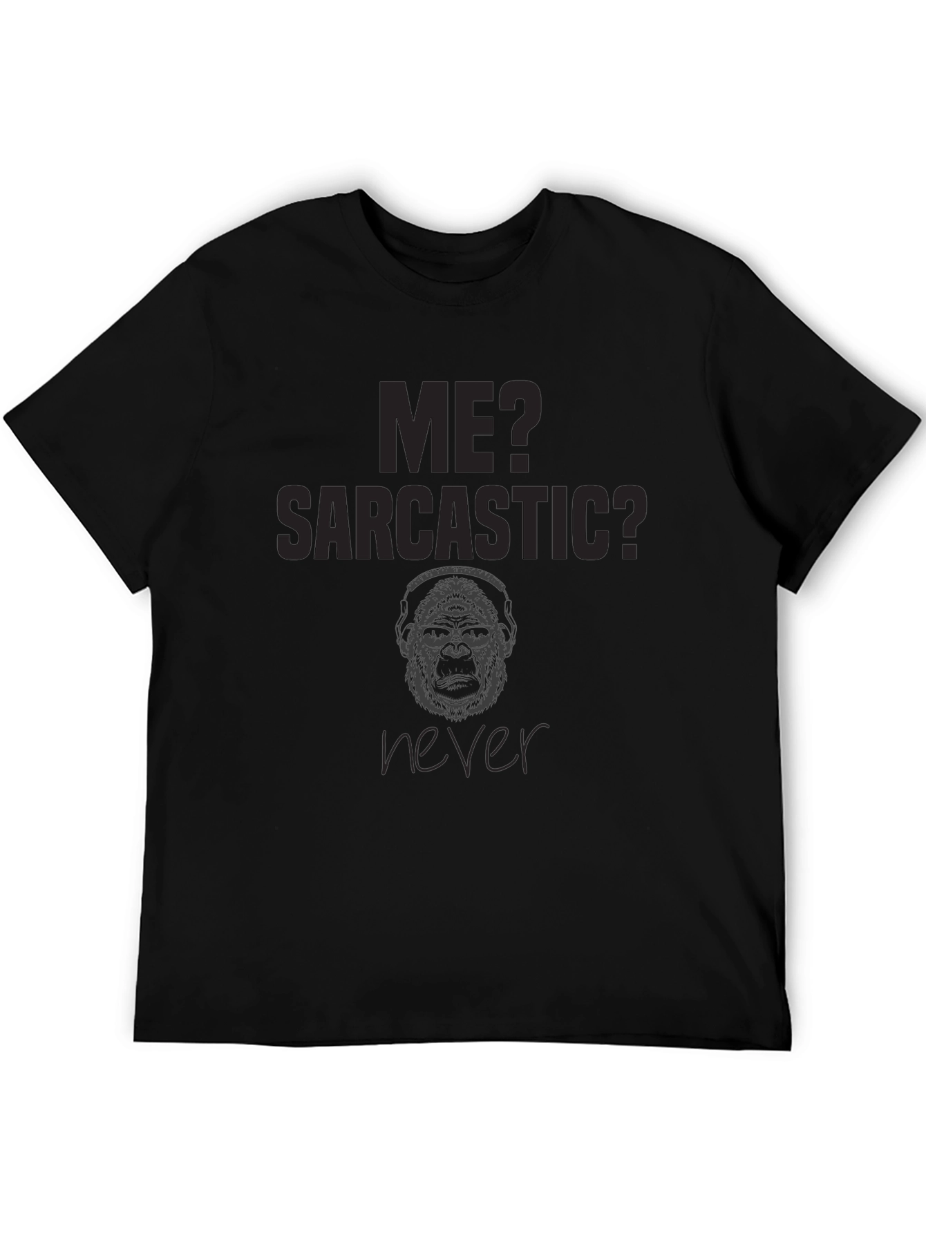 Sarcastic Gorilla Graphic Print Black T-Shirt