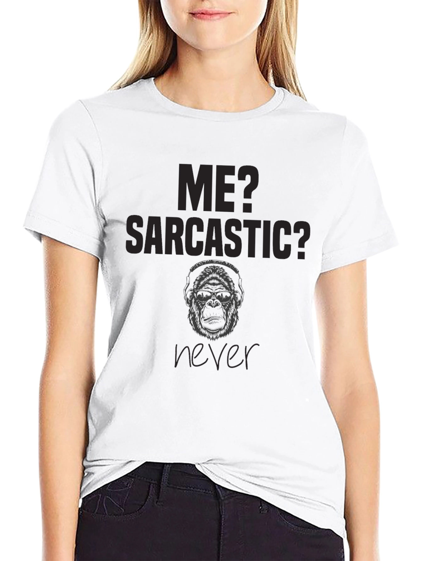 Sarcastic Gorilla Graphic Print Black T-Shirt