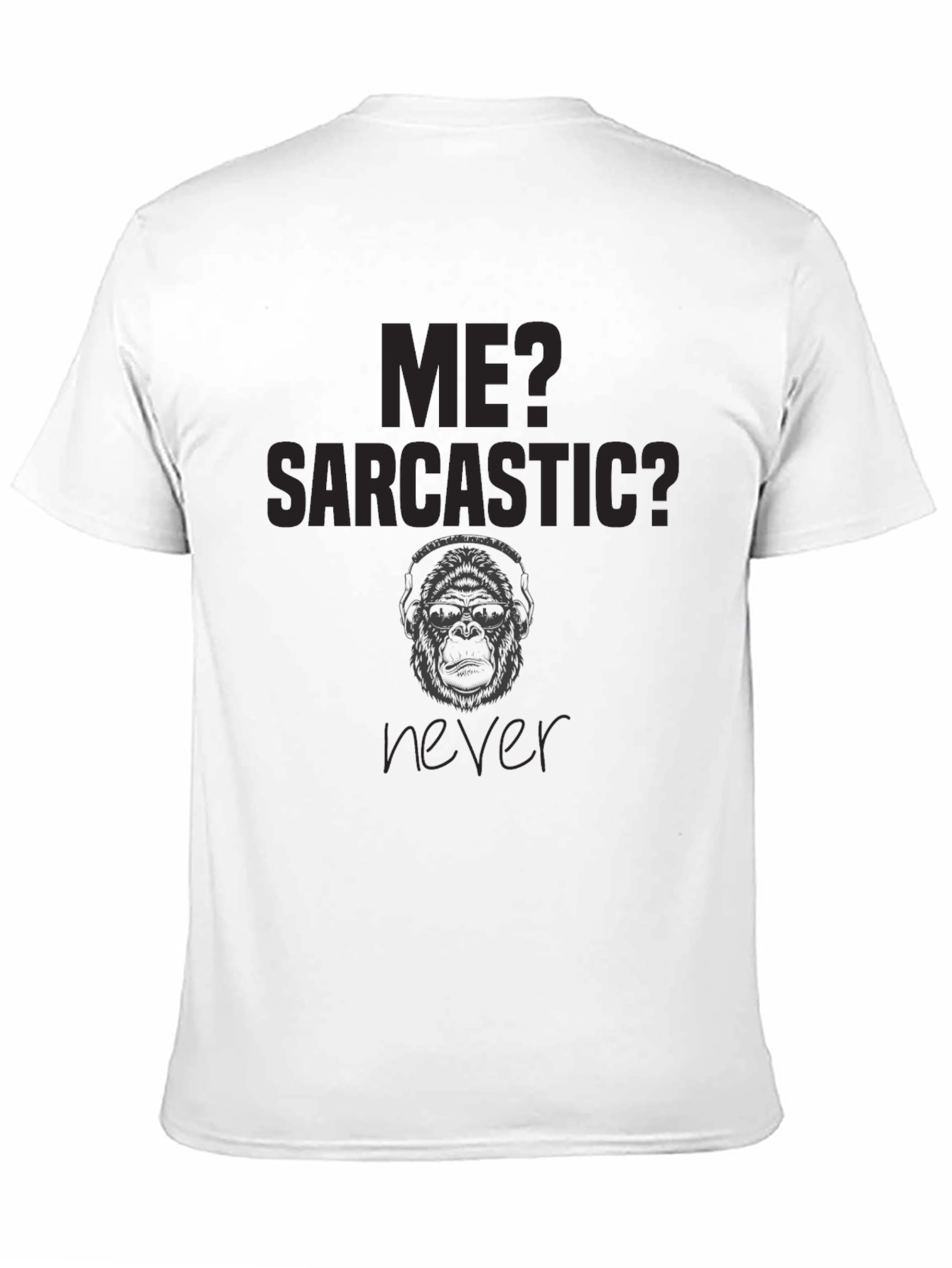 Sarcastic Gorilla Graphic Print Black T-Shirt