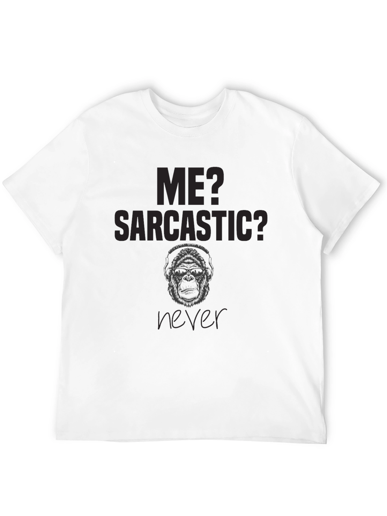 Sarcastic Gorilla Graphic Print Black T-Shirt