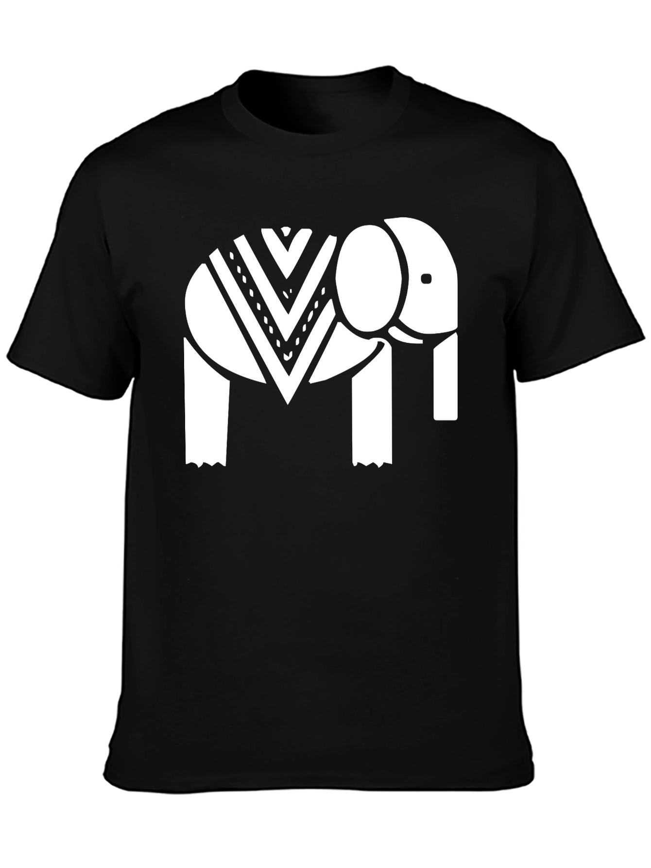 Elephant Graphic Tee - Black Cotton Casual