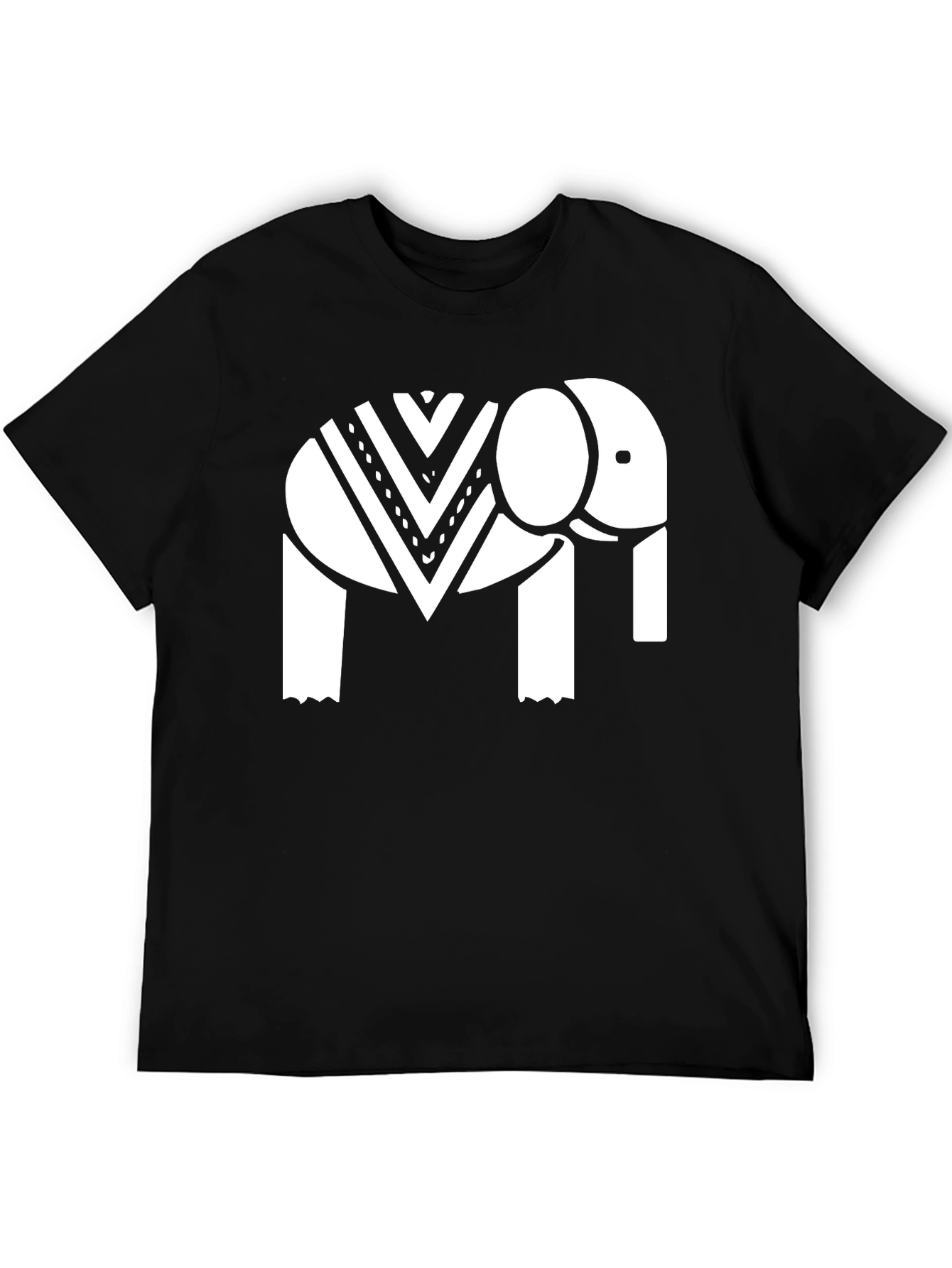 Elephant Graphic Tee - Black Cotton Casual