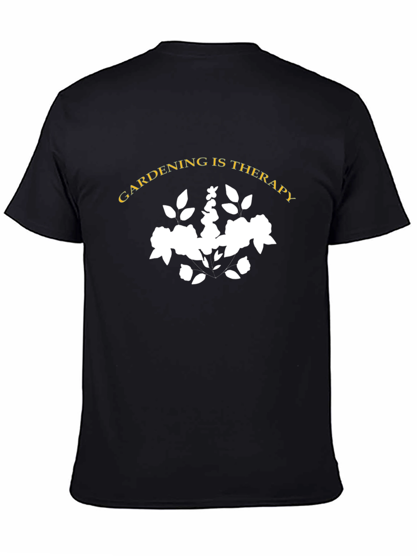 Gardening Is Therapy Black Cotton Graphic Tee