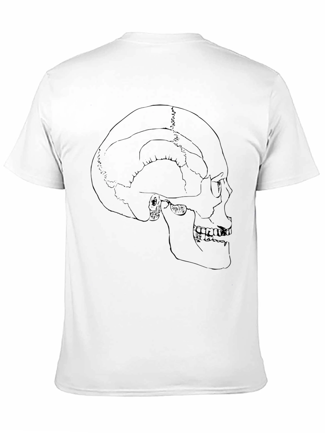 Skull Anatomy Outline Graphic Print Black T-Shirt