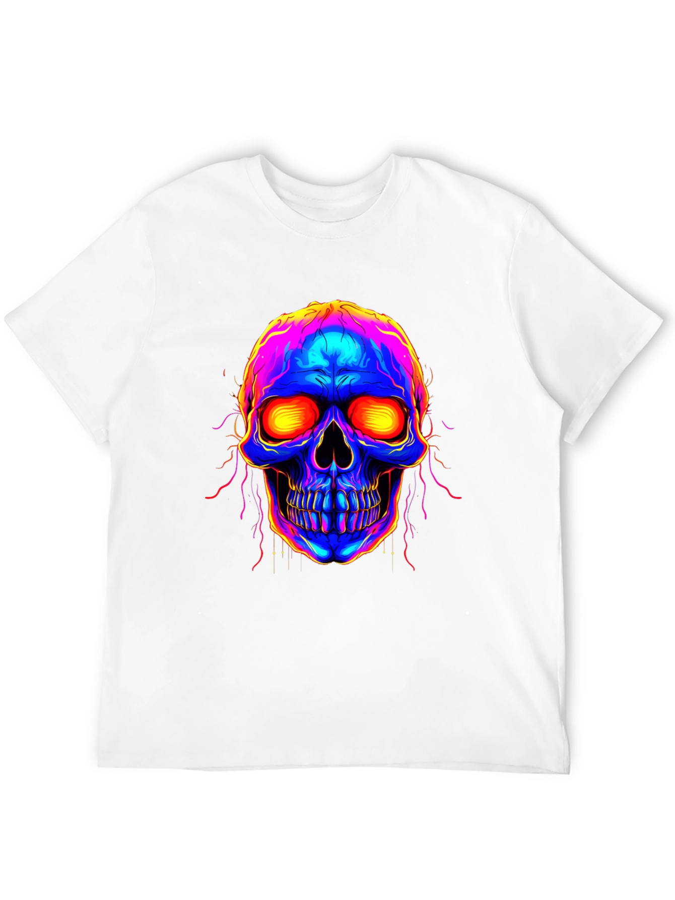 Vibrant Skull Graphic Tee - Black Cotton Blend