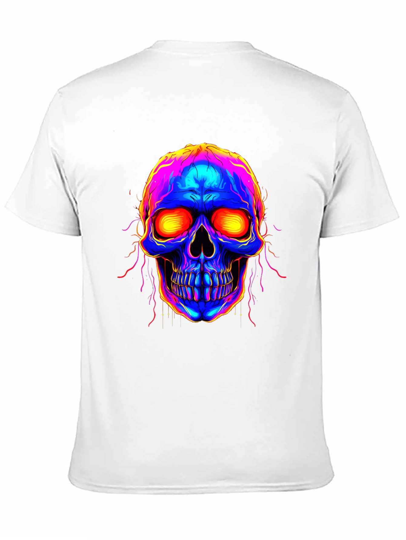 Vibrant Skull Graphic Tee - Black Cotton Blend