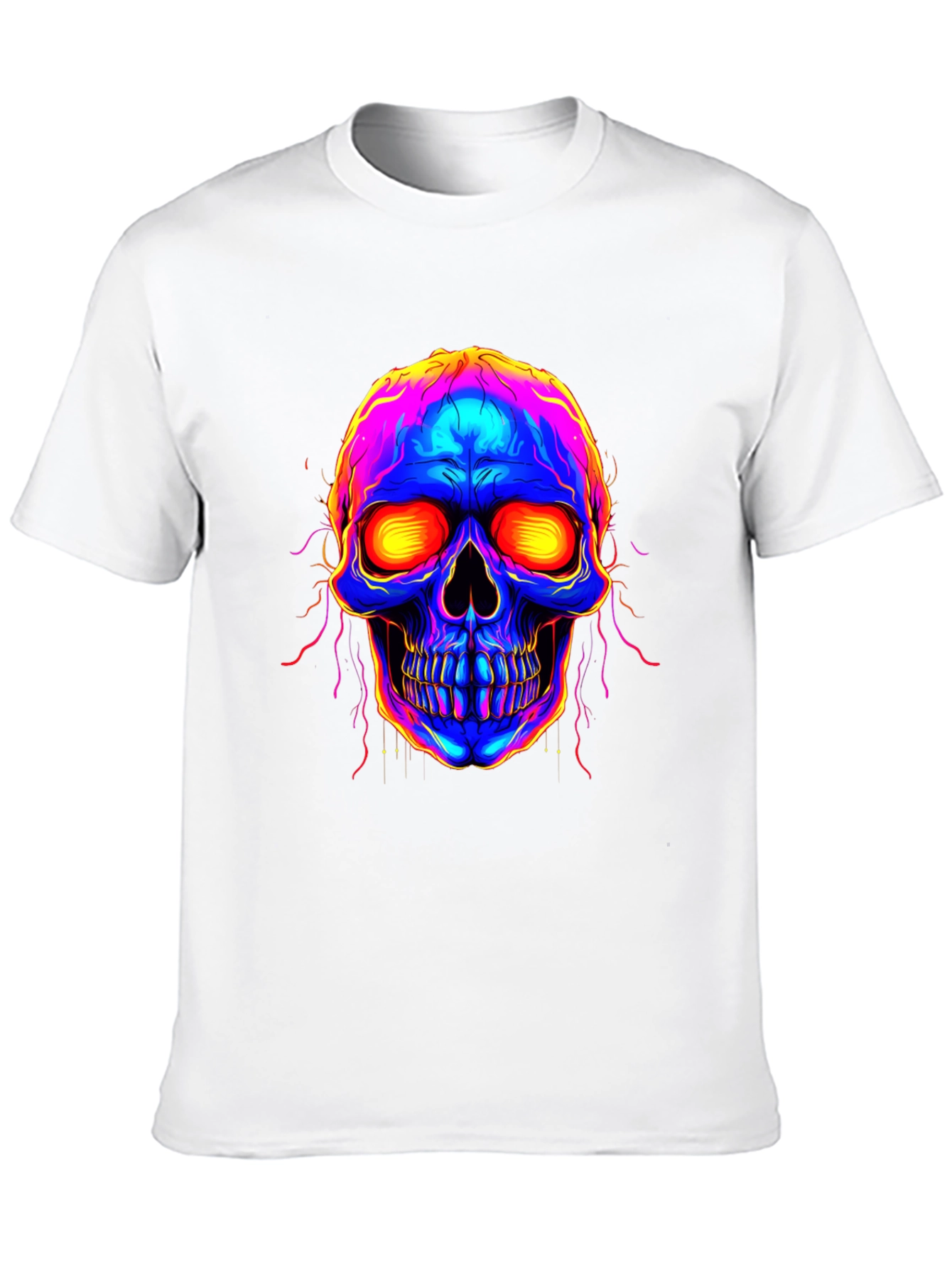 Vibrant Skull Graphic Tee - Black Cotton Blend