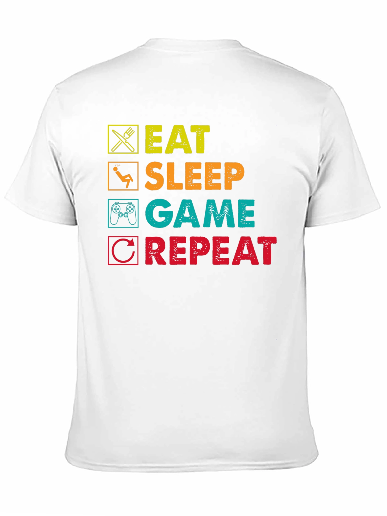 Eat Sleep Game Repeat Graphic T-Shirt - Black