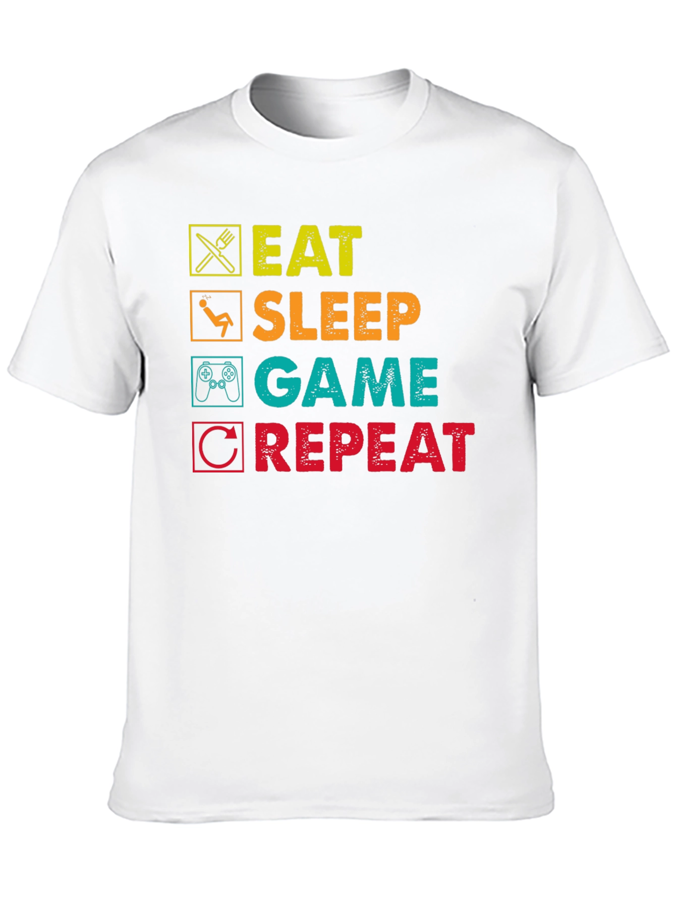 Eat Sleep Game Repeat Graphic T-Shirt - Black