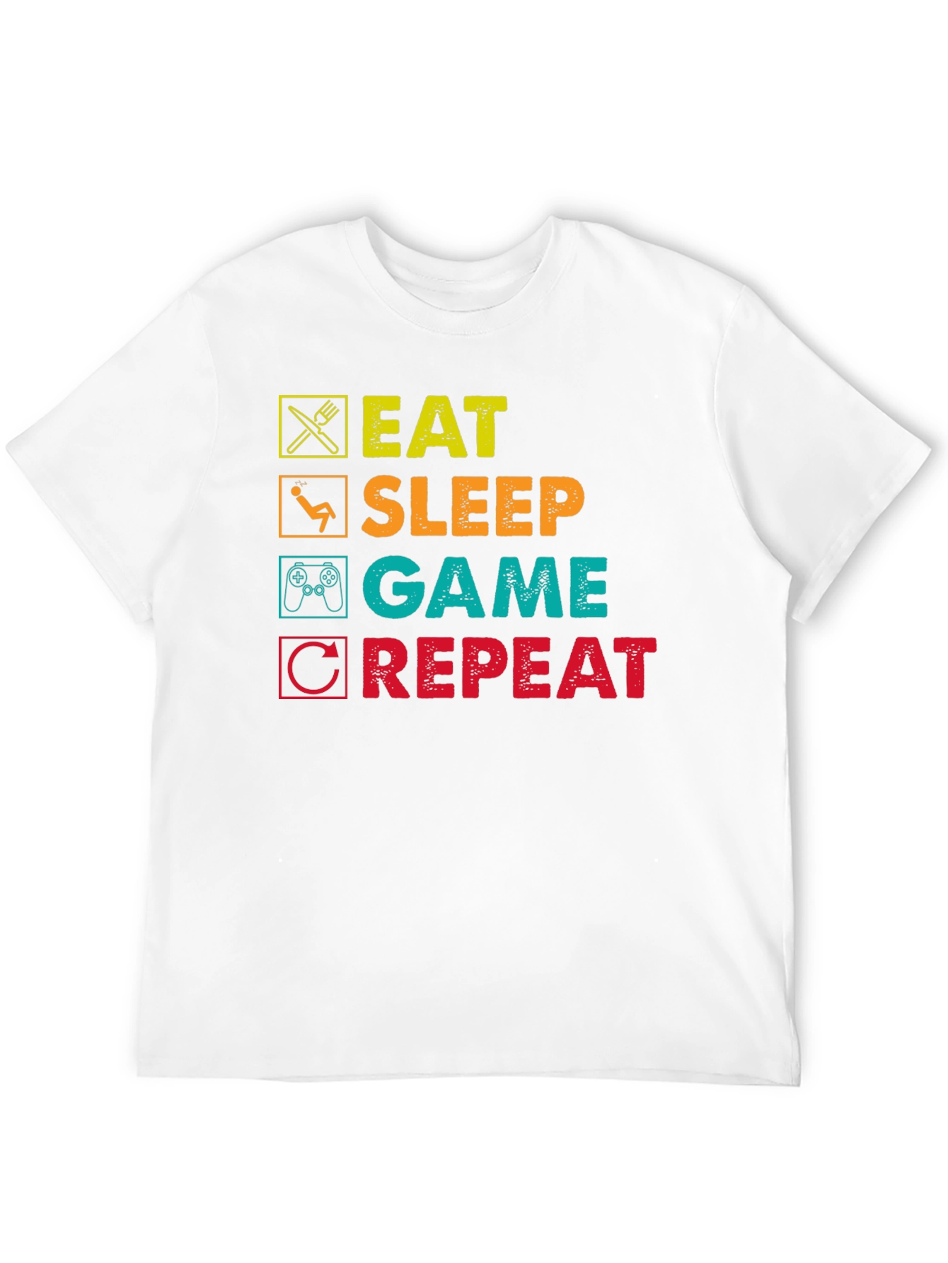 Eat Sleep Game Repeat Graphic T-Shirt - Black