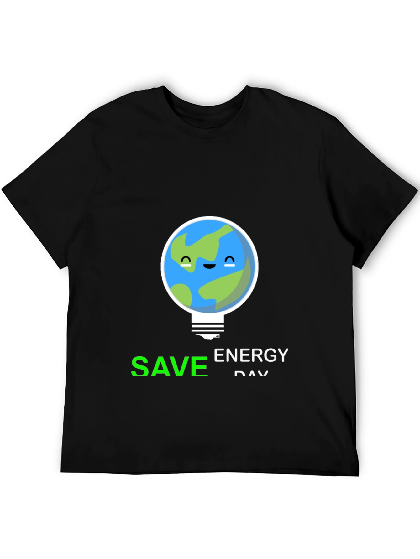 Save Energy Day Earth Graphic Tee - Black