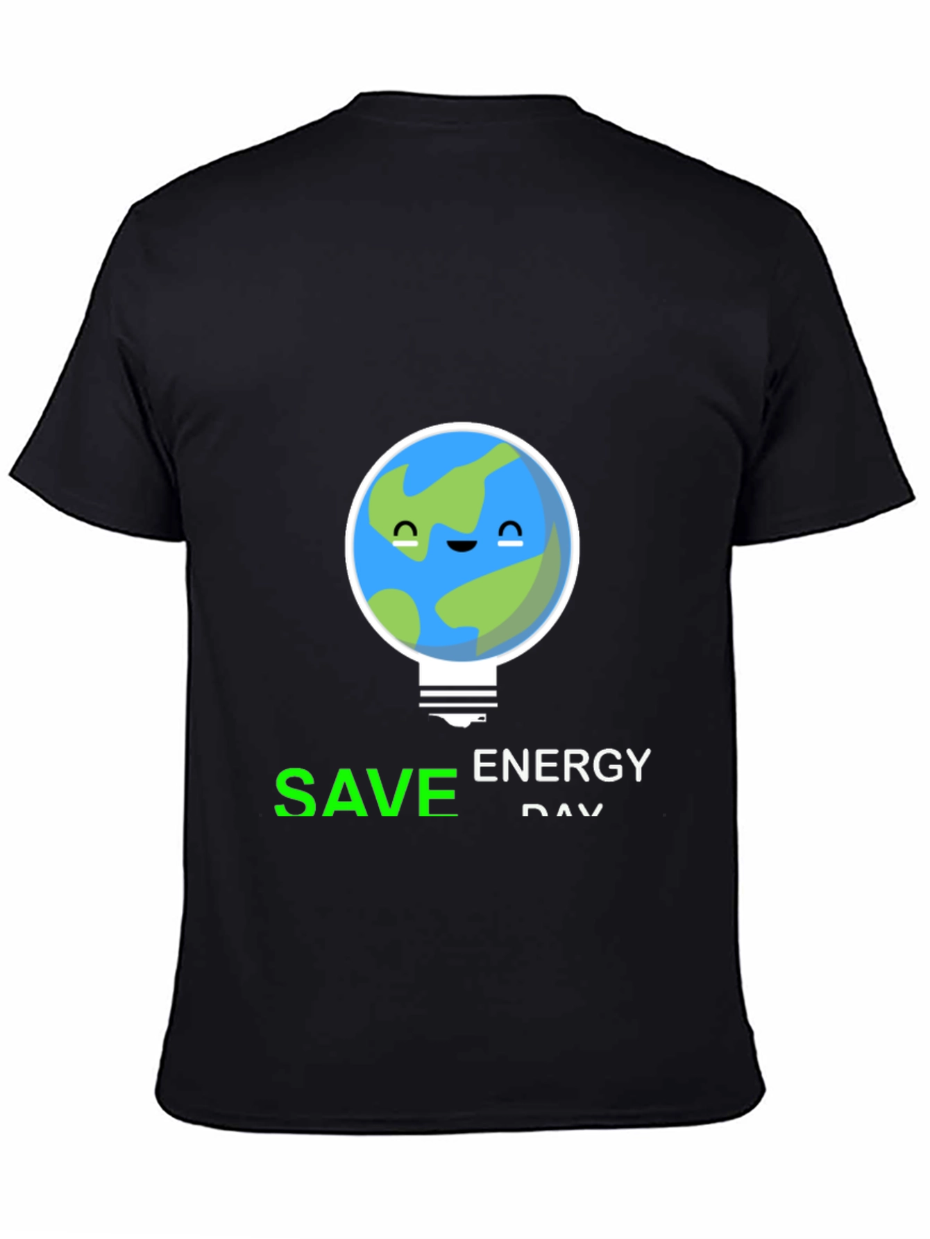 Save Energy Day Earth Graphic Tee - Black