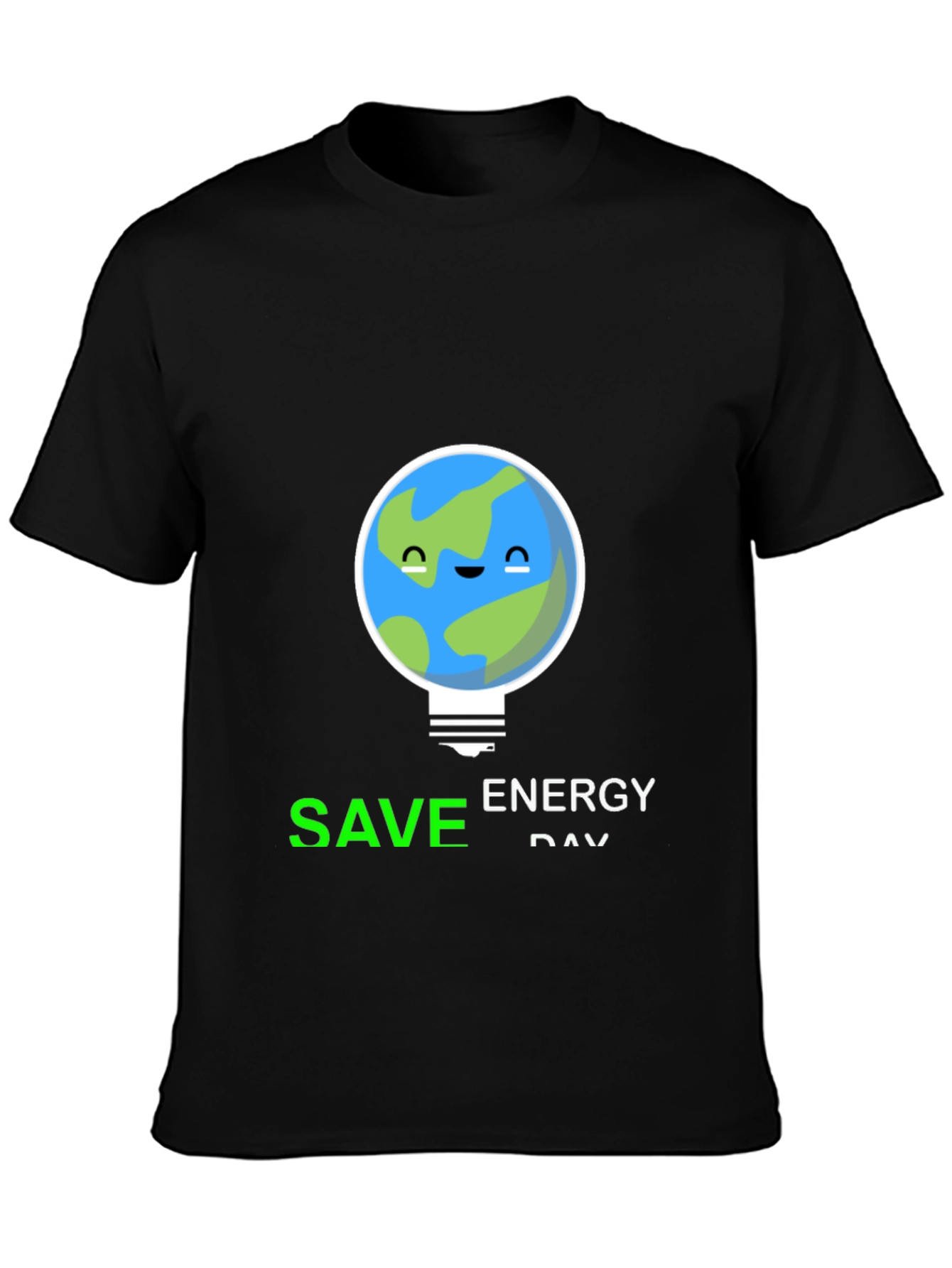 Save Energy Day Earth Graphic Tee - Black