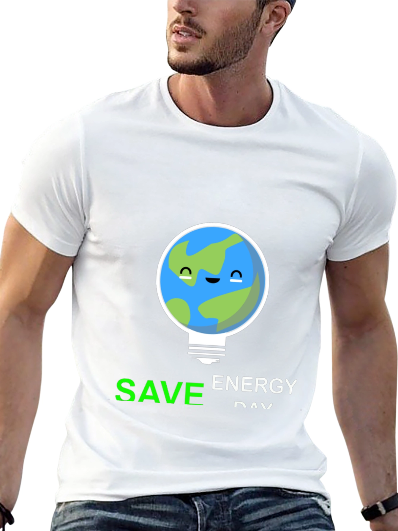 Save Energy Day Earth Graphic Tee - Black