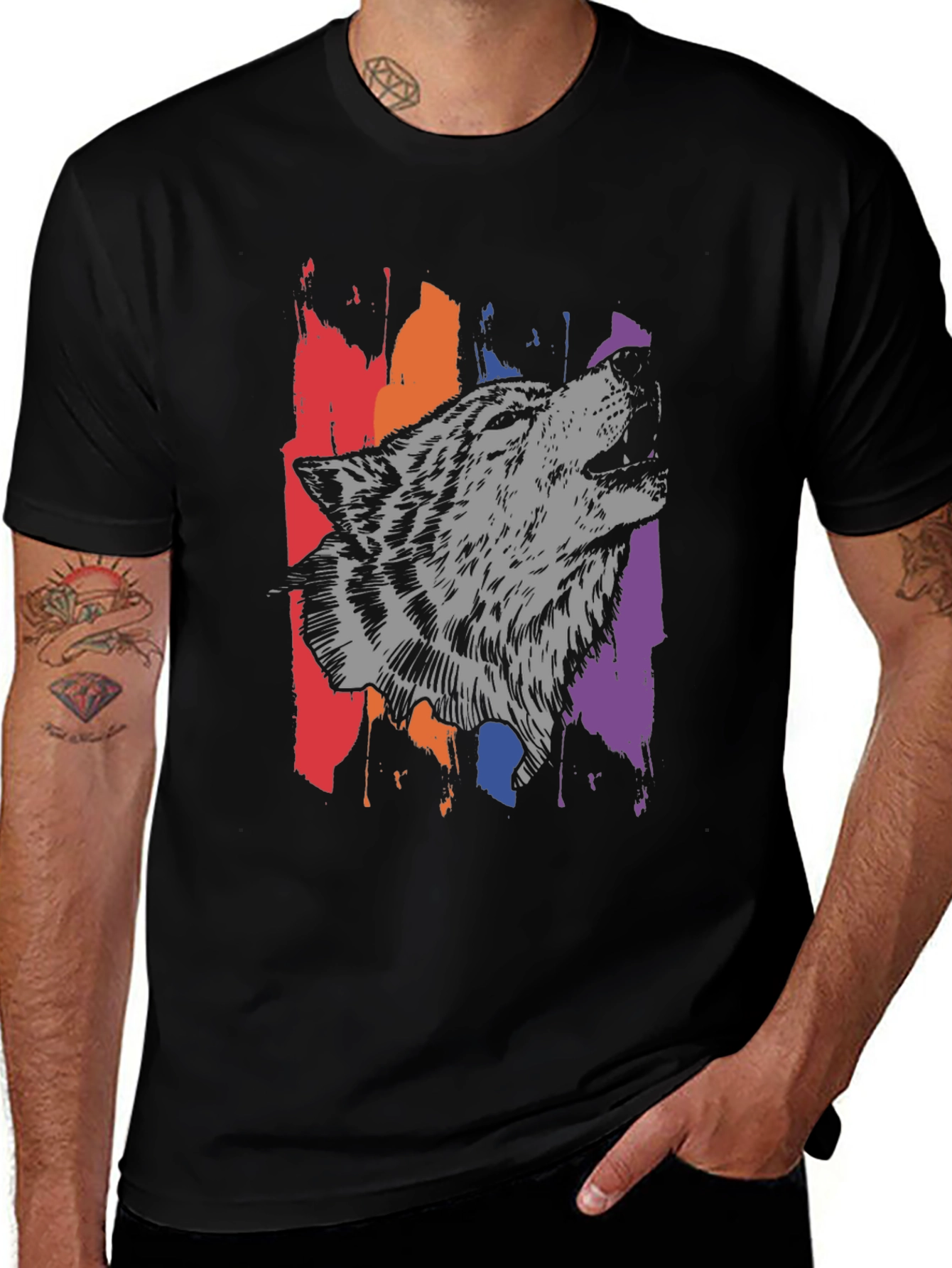Wolf Graphic Tee - Black Mens T-Shirt