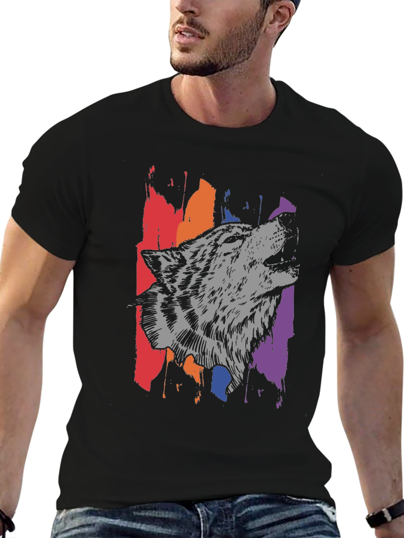Wolf Graphic Tee - Black Mens T-Shirt