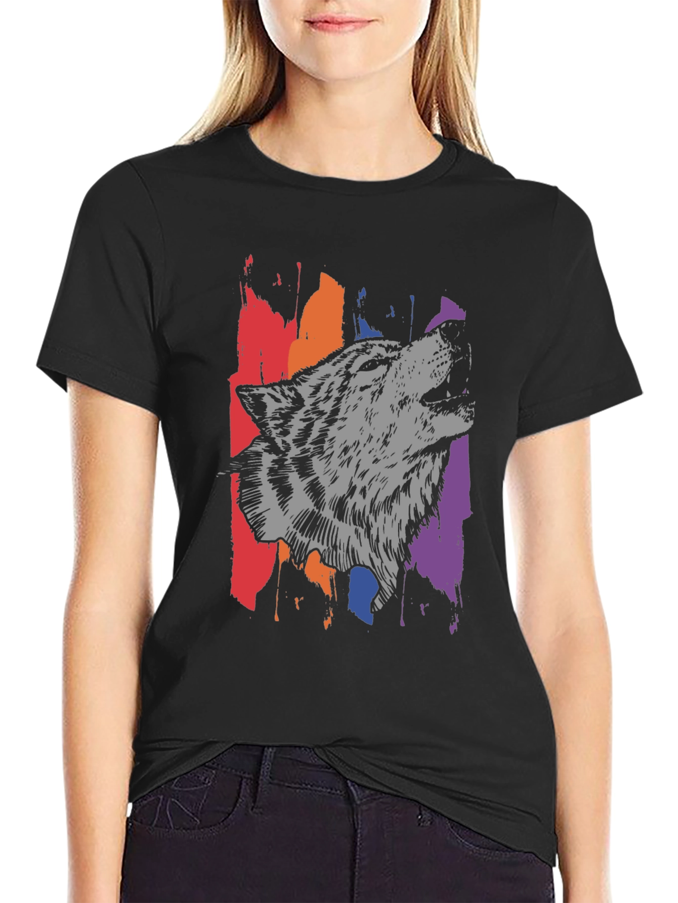 Wolf Graphic Tee - Black Mens T-Shirt