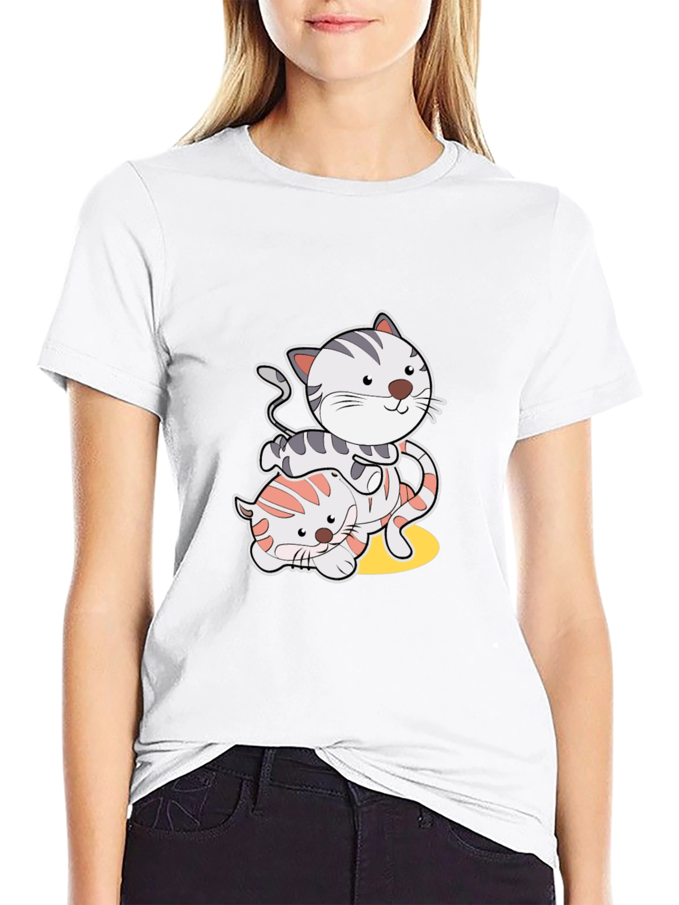 Playful Cat Graphic T-Shirt