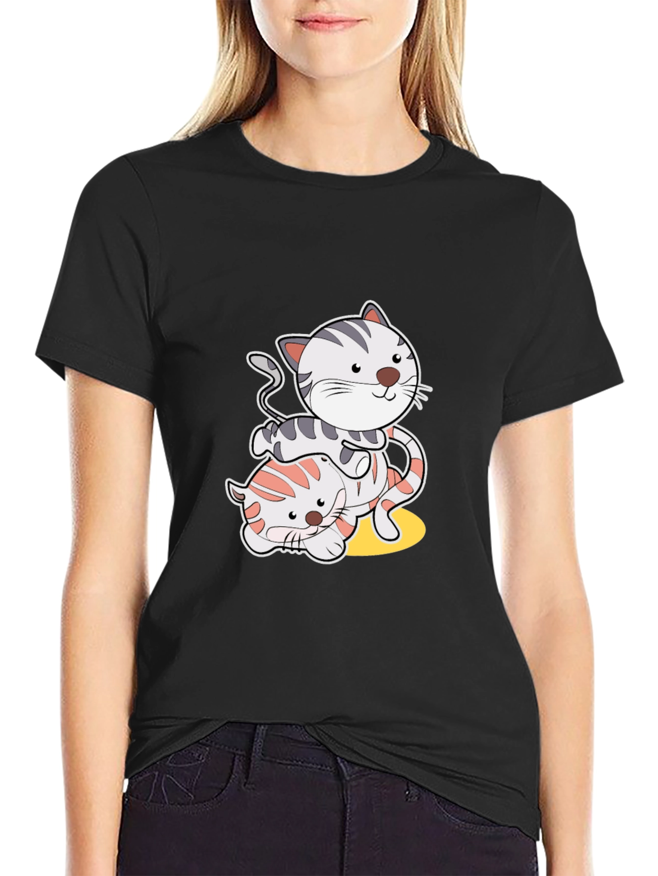 Playful Cat Graphic T-Shirt