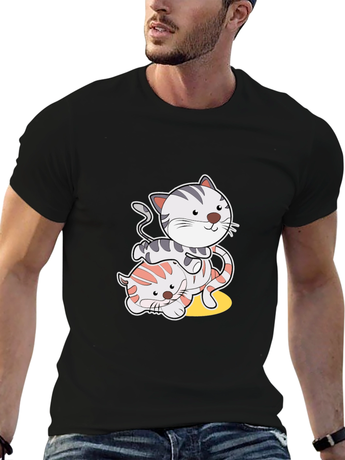 Playful Cat Graphic T-Shirt