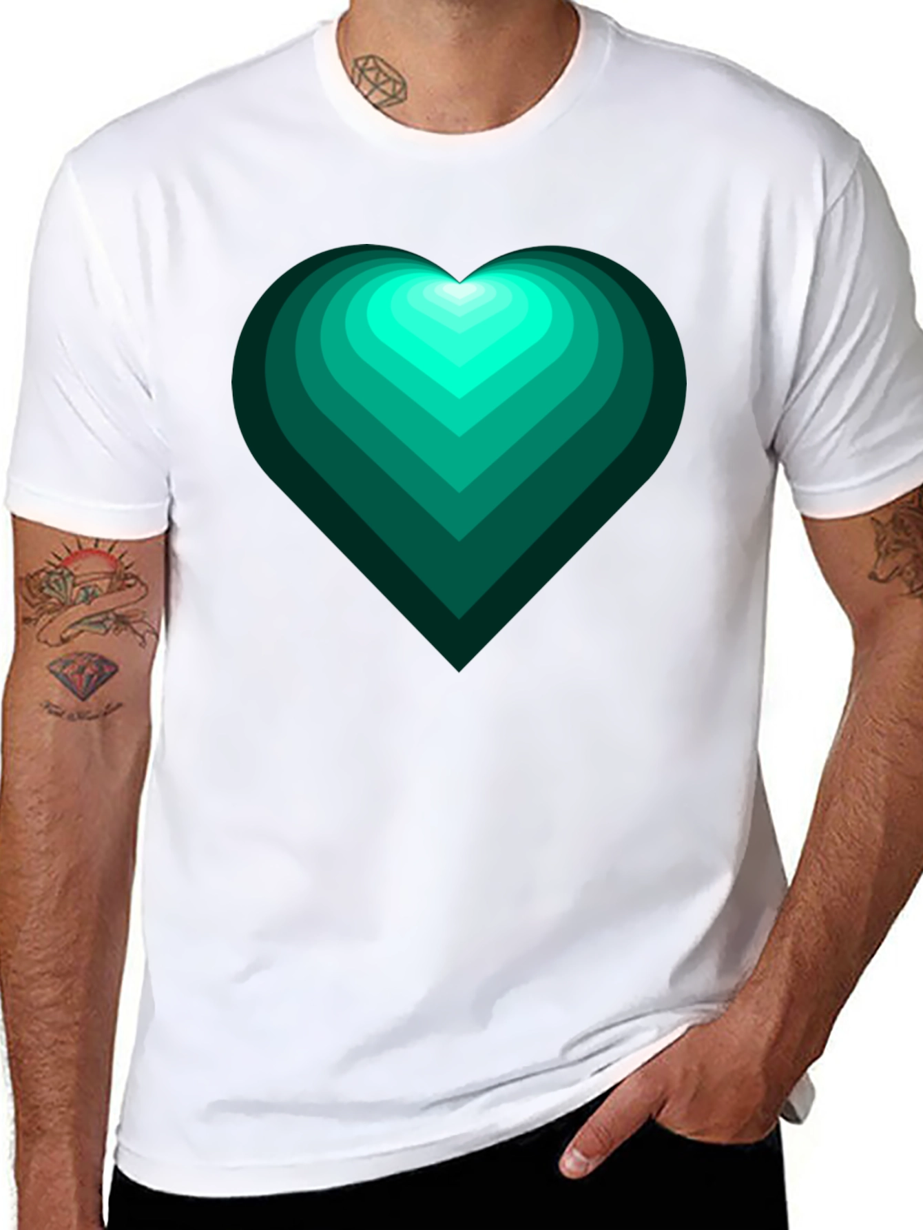 Emerald Heart Graphic Tee - Trendy Mens Shirt