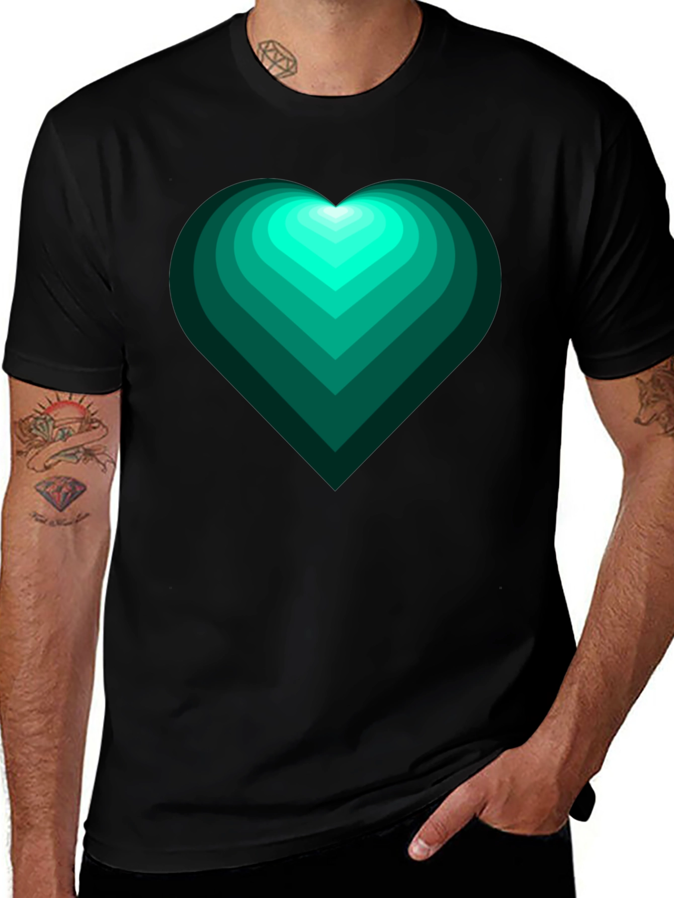 Emerald Heart Graphic Tee - Trendy Mens Shirt