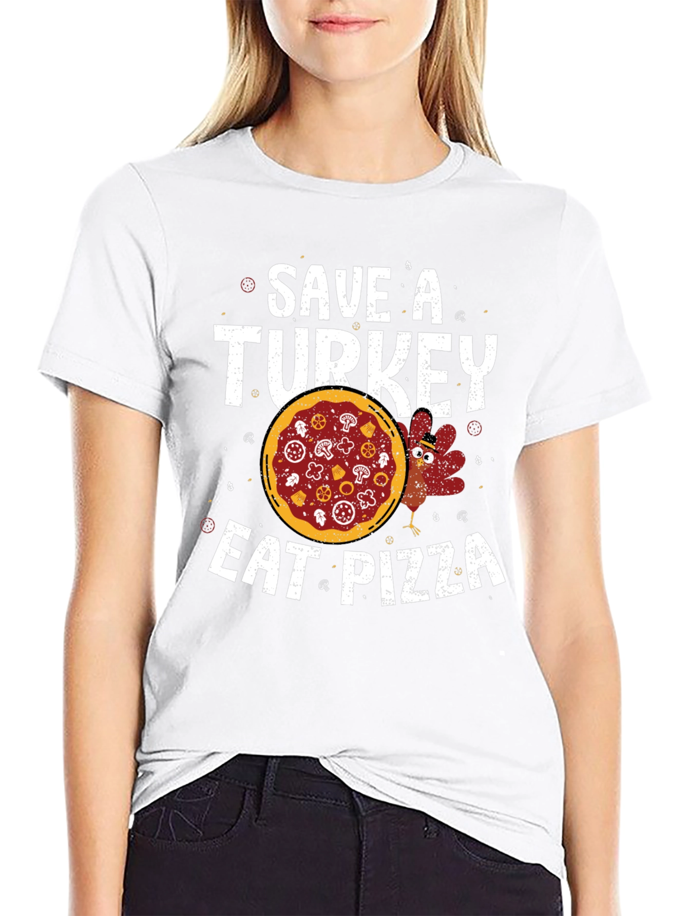 Save a Turkey Eat Pizza T-Shirt Funny Thanksgiving Tee