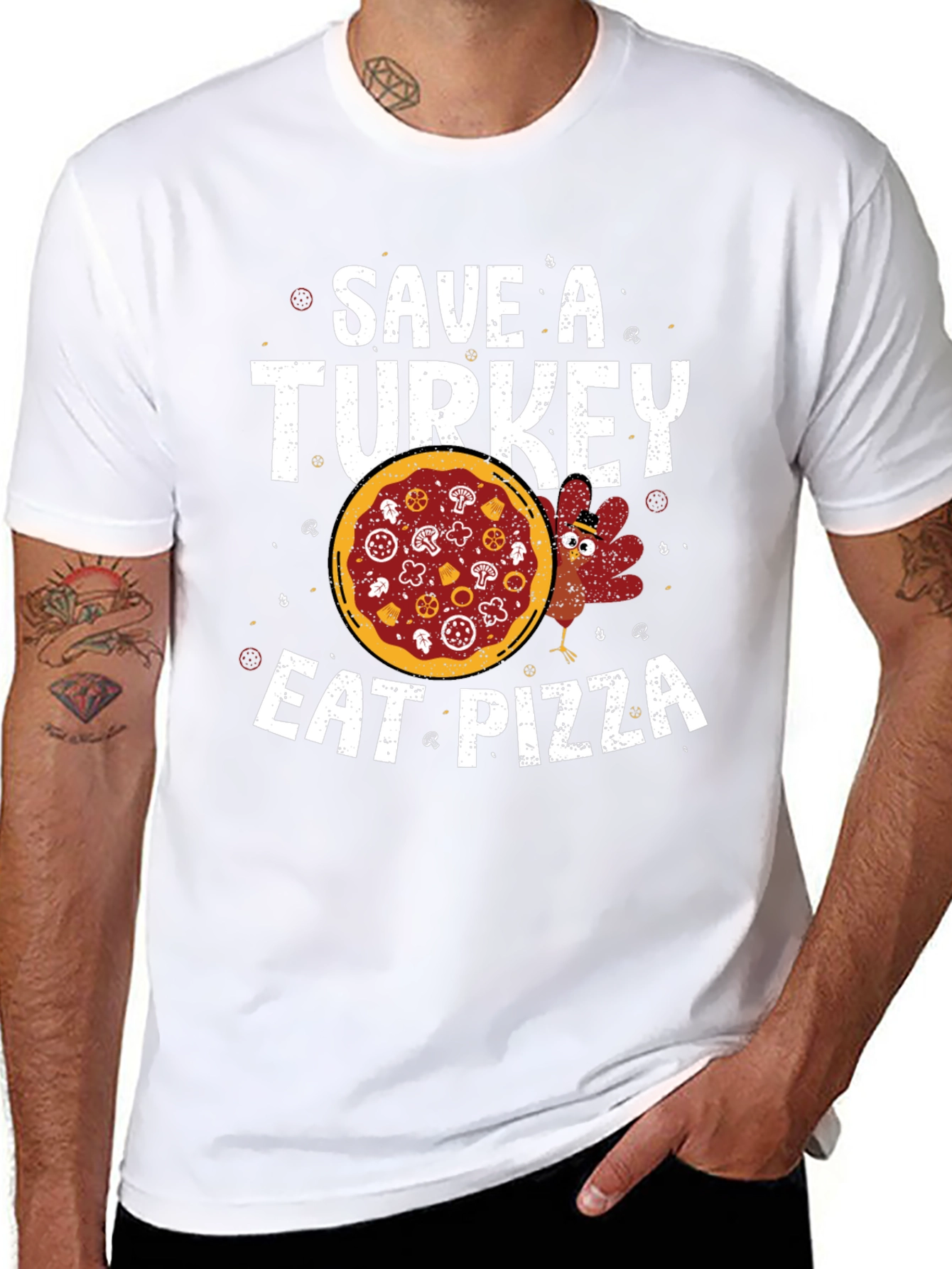 Save a Turkey Eat Pizza T-Shirt Funny Thanksgiving Tee
