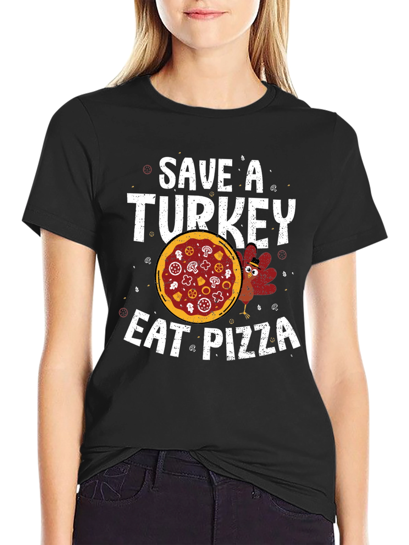 Save a Turkey Eat Pizza T-Shirt Funny Thanksgiving Tee