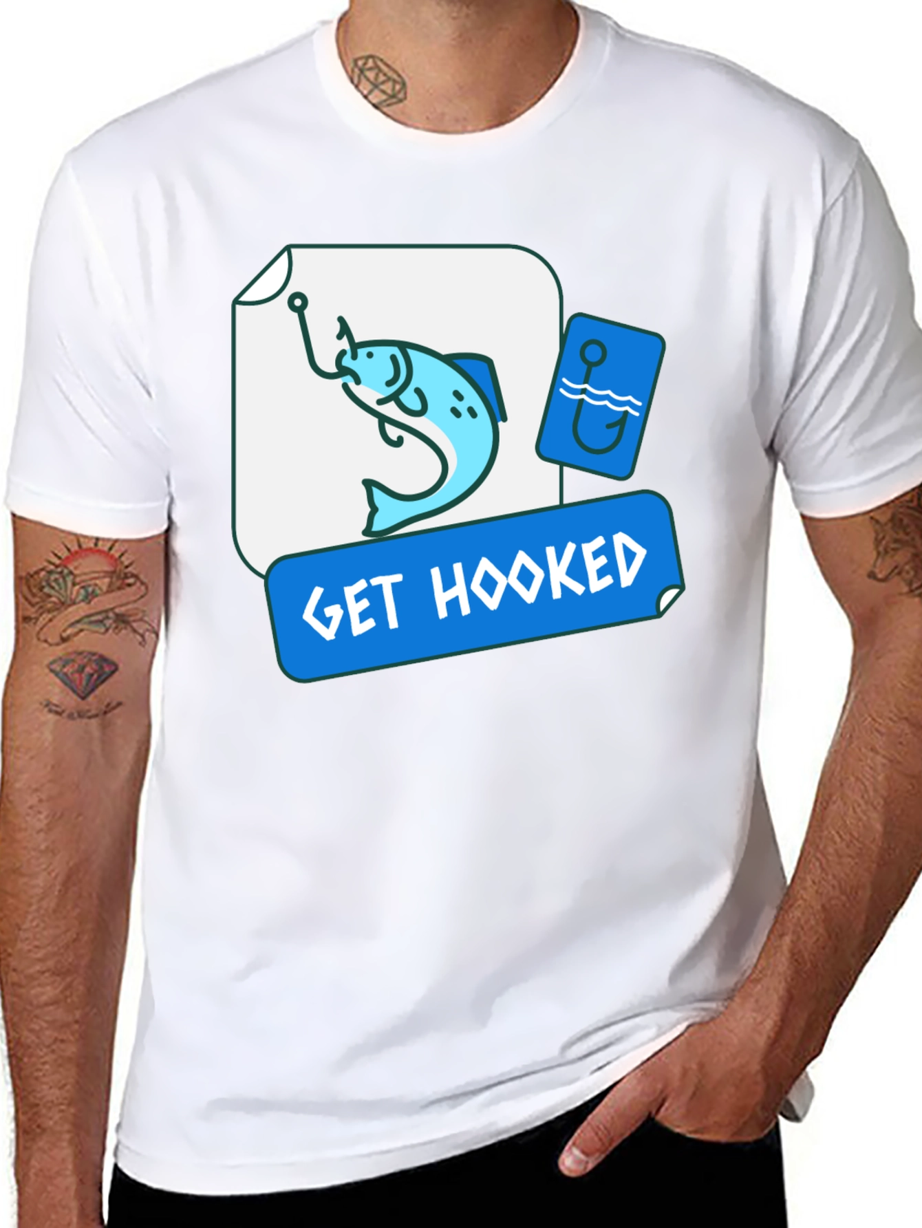 Get Hooked Fishing T-Shirt - Casual Tee